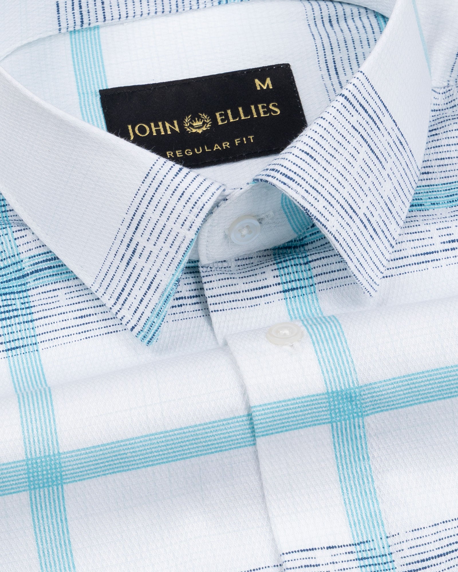 Davro Blue Check Textured Cotton Shirt - John Ellies