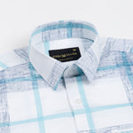 Davro Blue Check Textured Cotton Shirt - John Ellies