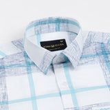 Davro Blue Check Textured Cotton Shirt - John Ellies