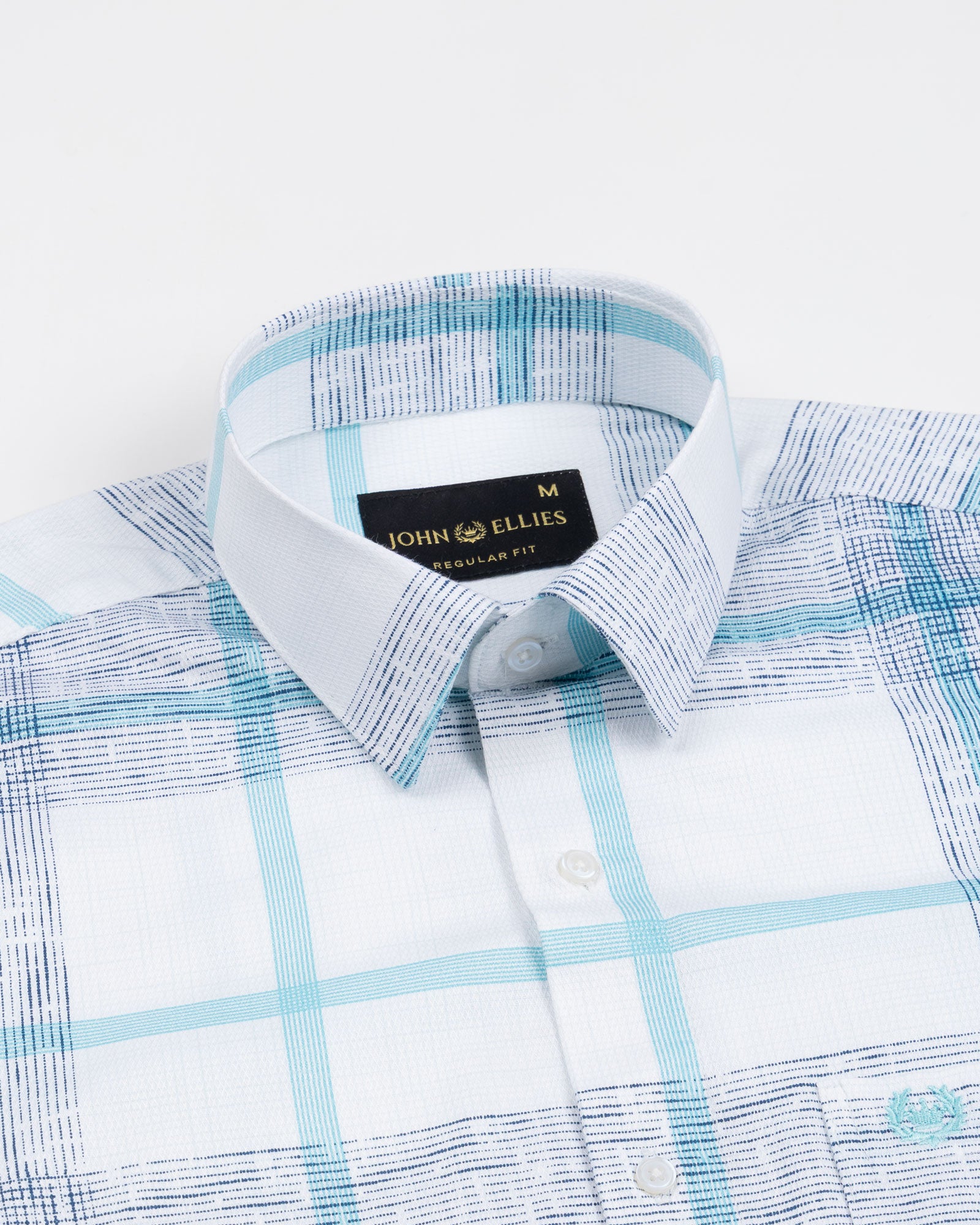 Davro Blue Check Textured Cotton Shirt - John Ellies