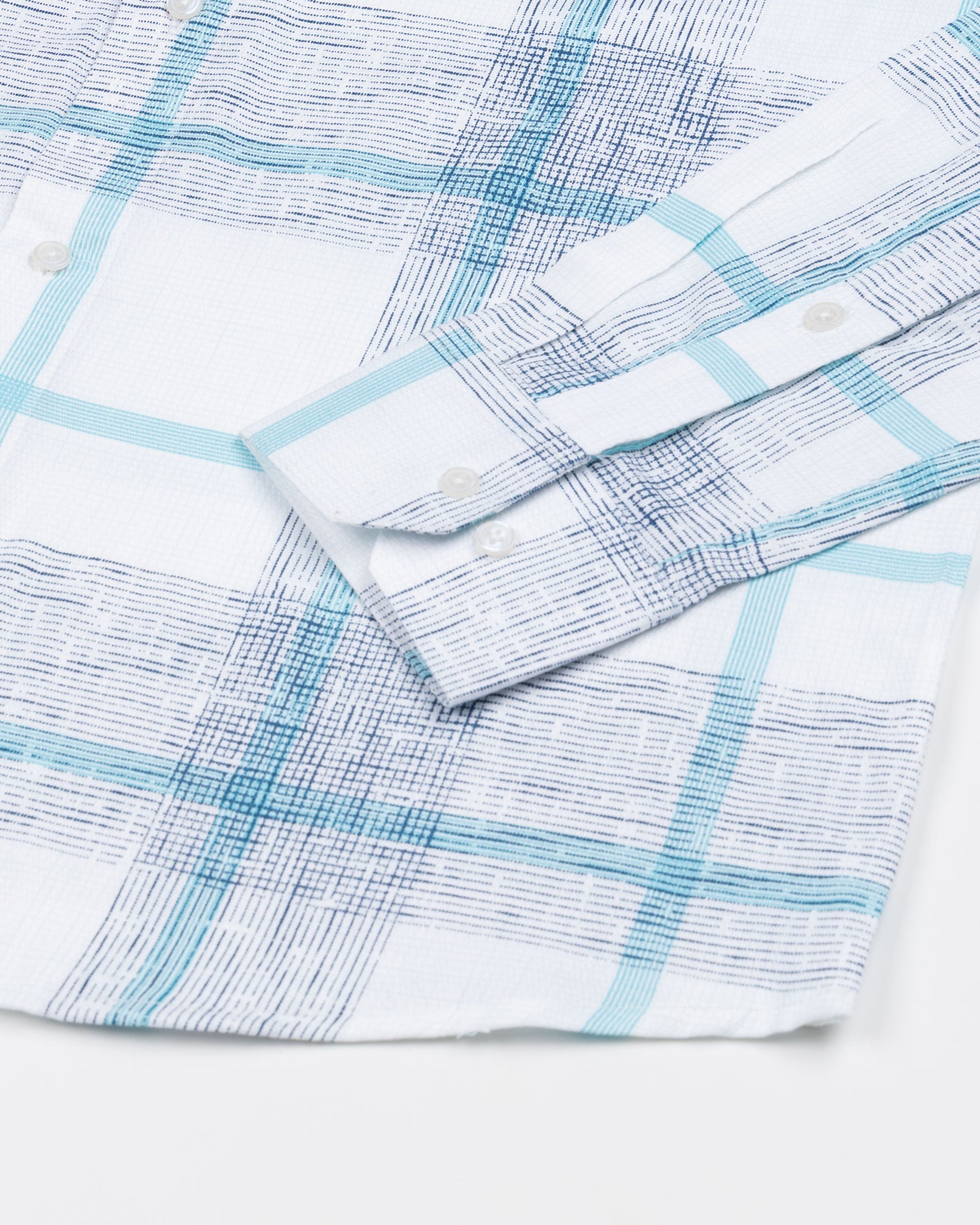 Davro Blue Check Textured Cotton Shirt - John Ellies