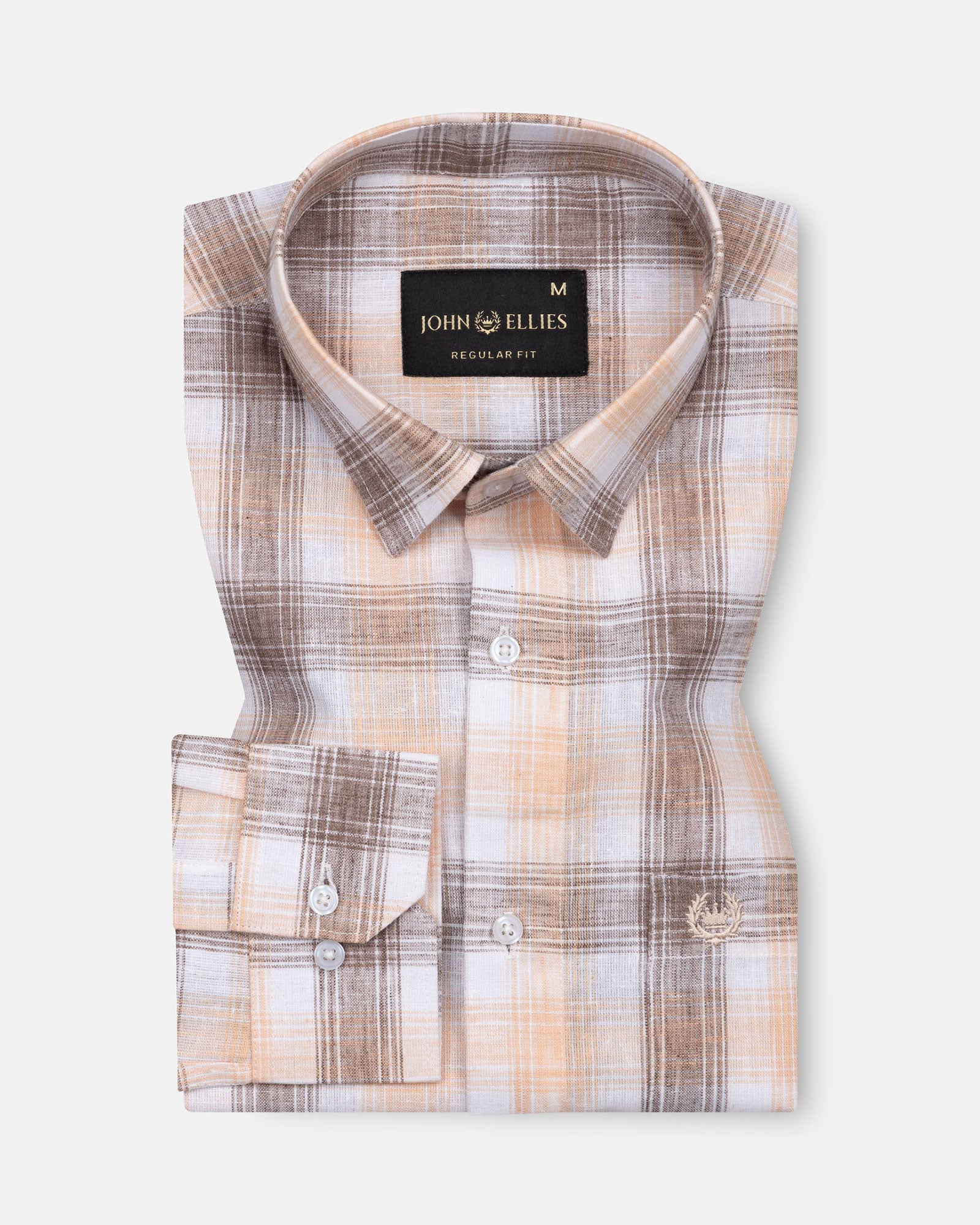 Qorlen Orange Check Linen Shirt - John Ellies