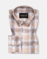 Qorlen Orange Check Linen Shirt
