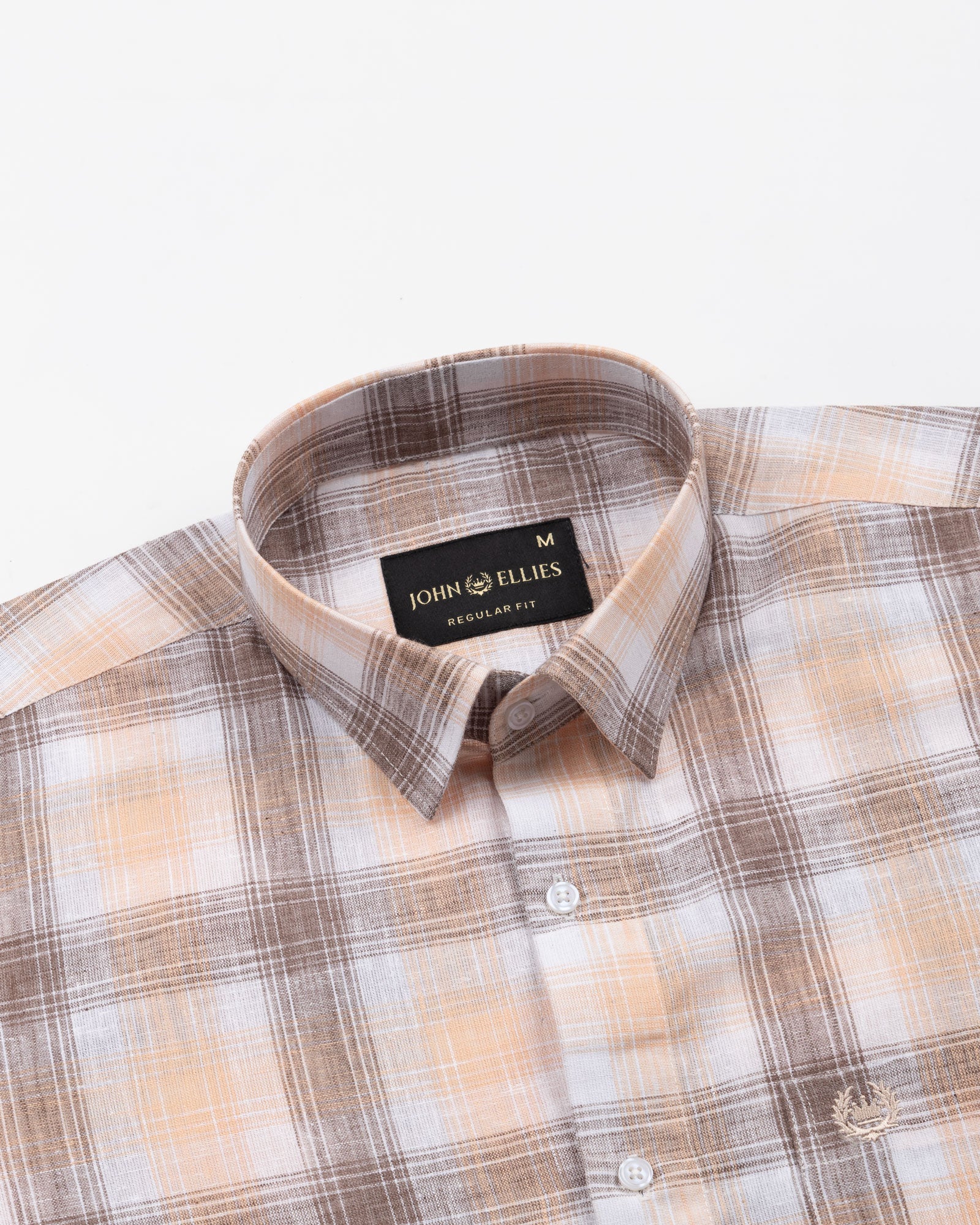 Qorlen Orange Check Linen Shirt - John Ellies