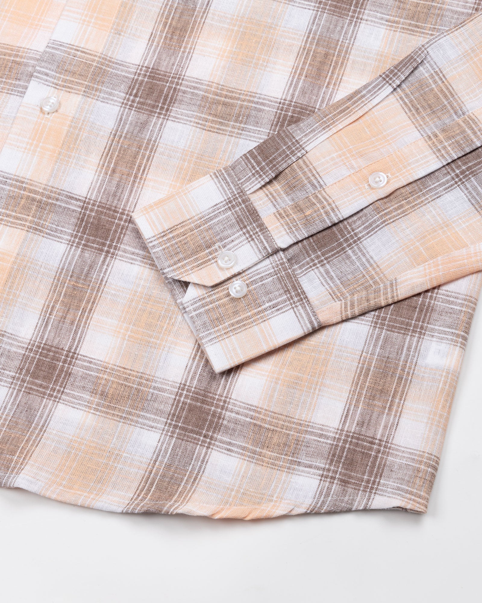 Qorlen Orange Check Linen Shirt - John Ellies