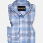 Qorlen Blue Check Linen Shirt - John Ellies