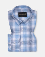 Qorlen Blue Check Linen Shirt