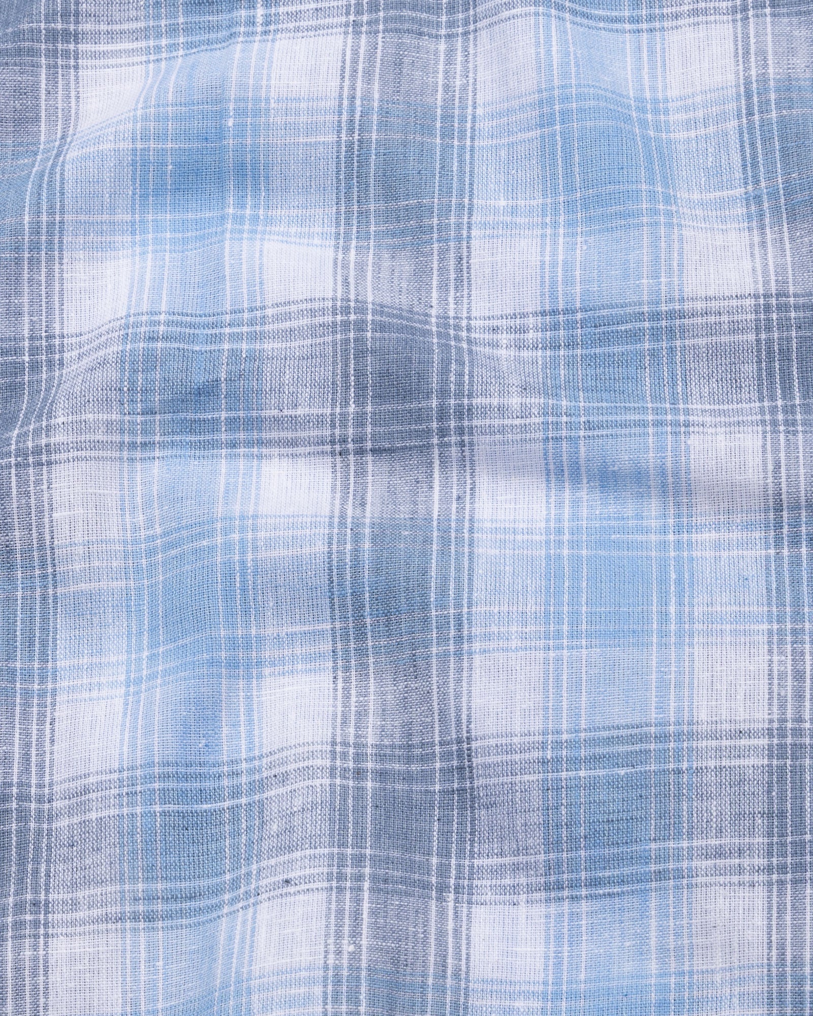Qorlen Blue Check Linen Shirt - John Ellies