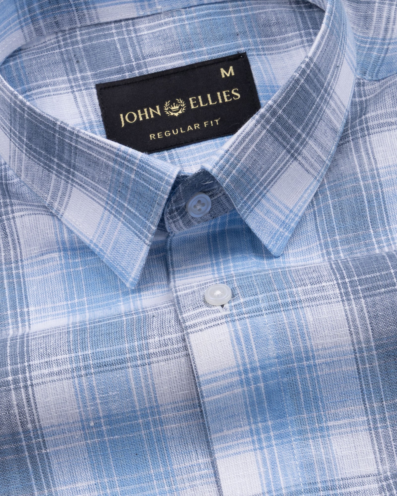 Qorlen Blue Check Linen Shirt - John Ellies