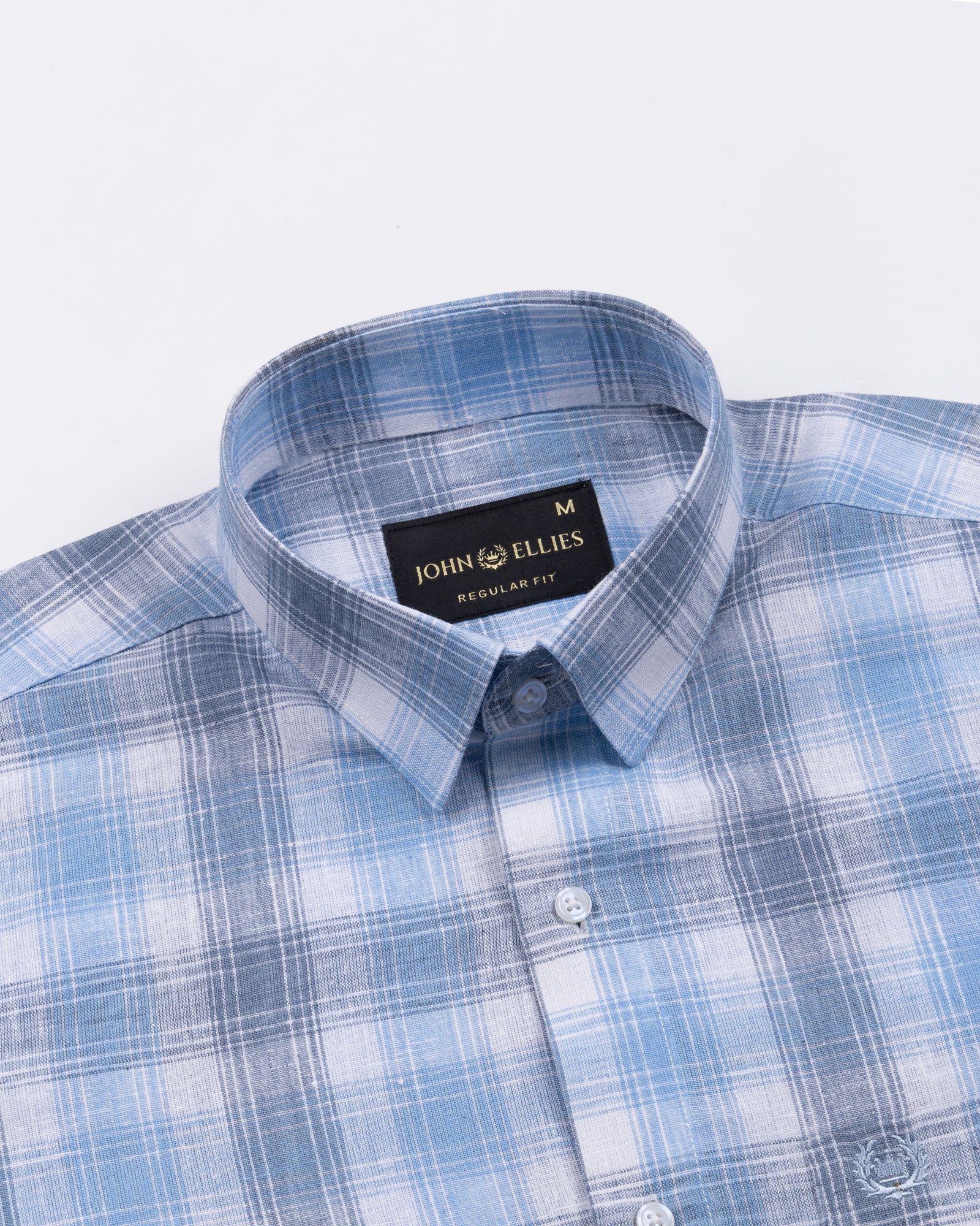 Qorlen Blue Check Linen Shirt - John Ellies