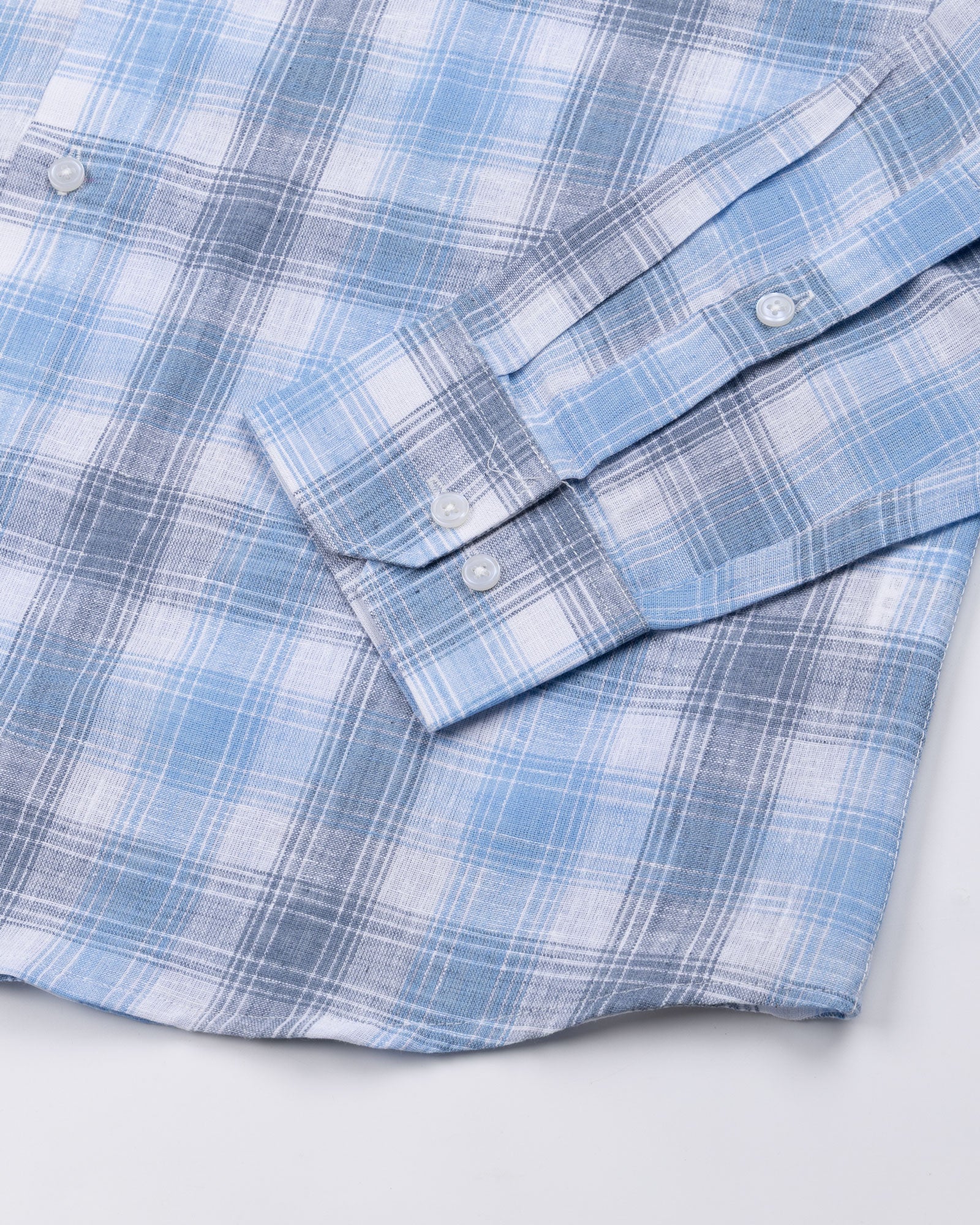 Qorlen Blue Check Linen Shirt - John Ellies