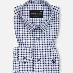 Qorlen Navy Blue Check Cotton Shirt - John Ellies