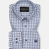 Qorlen Navy Blue Check Cotton Shirt - John Ellies