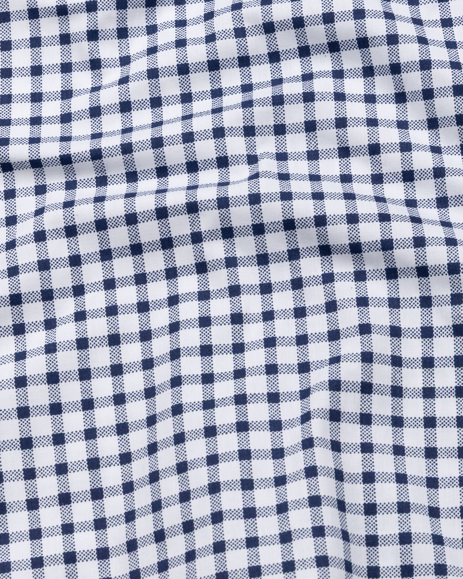Qorlen Navy Blue Check Cotton Shirt - John Ellies