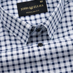 Qorlen Navy Blue Check Cotton Shirt - John Ellies