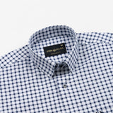 Qorlen Navy Blue Check Cotton Shirt - John Ellies