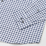 Qorlen Navy Blue Check Cotton Shirt - John Ellies