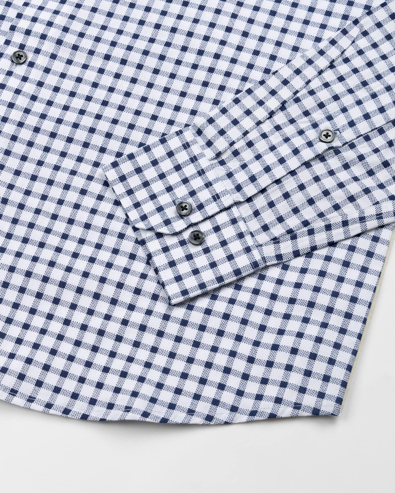 Qorlen Navy Blue Check Cotton Shirt - John Ellies
