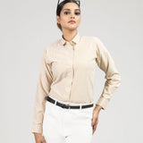 Strata Gold Stripes Oxford Cotton Women Shirt - John Ellies