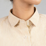 Strata Gold Stripes Oxford Cotton Women Shirt