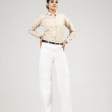 Strata Gold Stripes Oxford Cotton Women Shirt - John Ellies