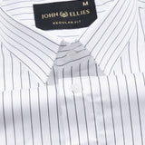 Gavin White Pin Stripe Cotton Shirt - John Ellies