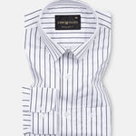 Gavin White Chalk Stripe Cotton Shirt - John Ellies