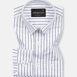 Gavin White Chalk Stripe Cotton Shirt - John Ellies