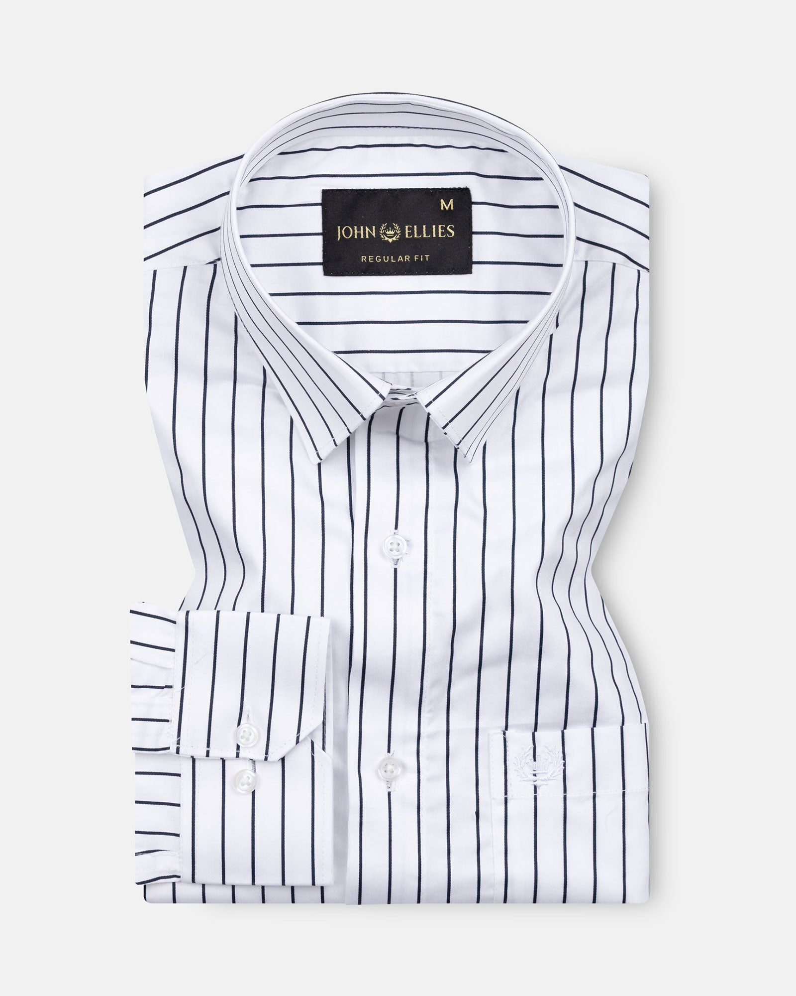Gavin White Chalk Stripe Cotton Shirt - John Ellies