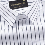 Gavin White Chalk Stripe Cotton Shirt - John Ellies