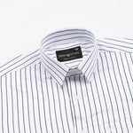 Gavin White Chalk Stripe Cotton Shirt - John Ellies