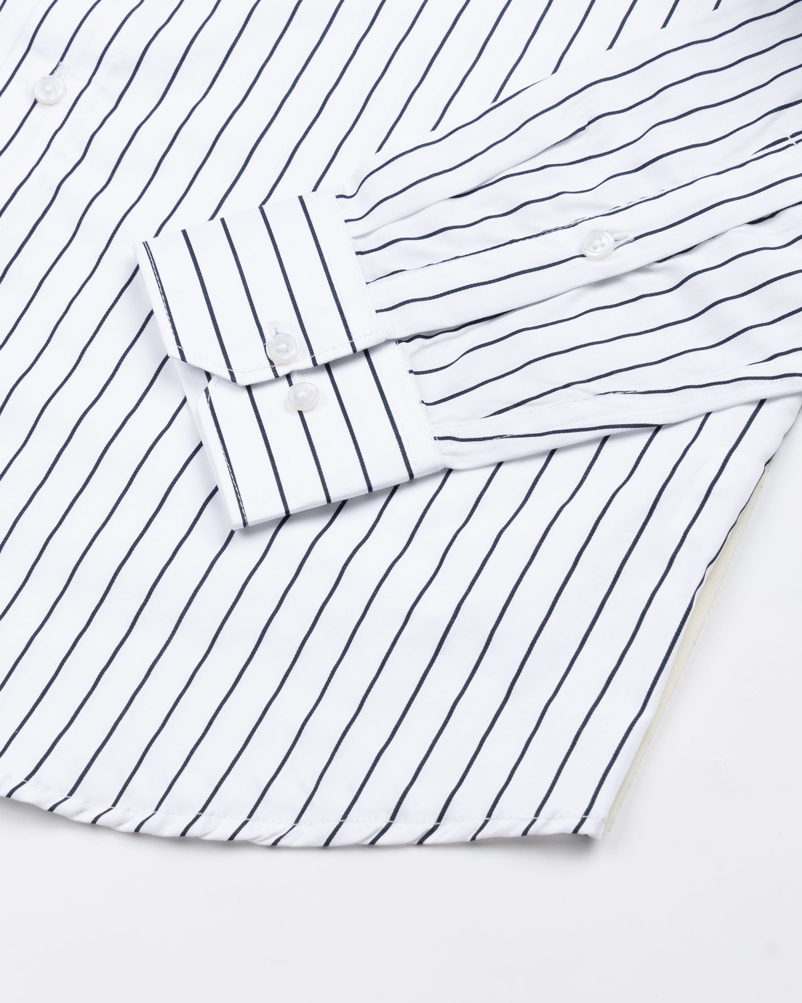 Gavin White Chalk Stripe Cotton Shirt - John Ellies