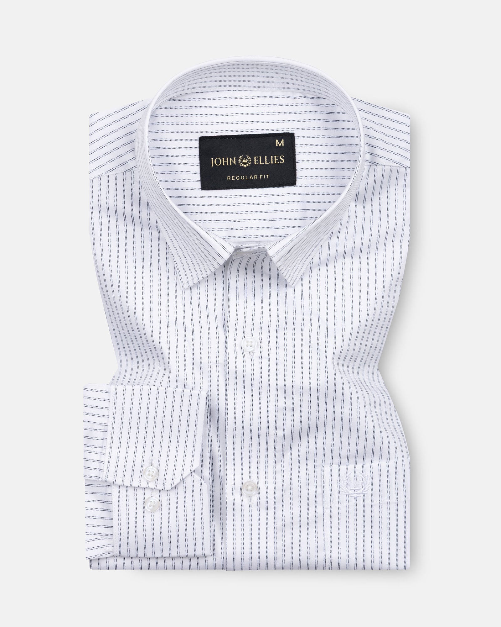 Gavin White Dot Stripe Cotton Shirt - John Ellies