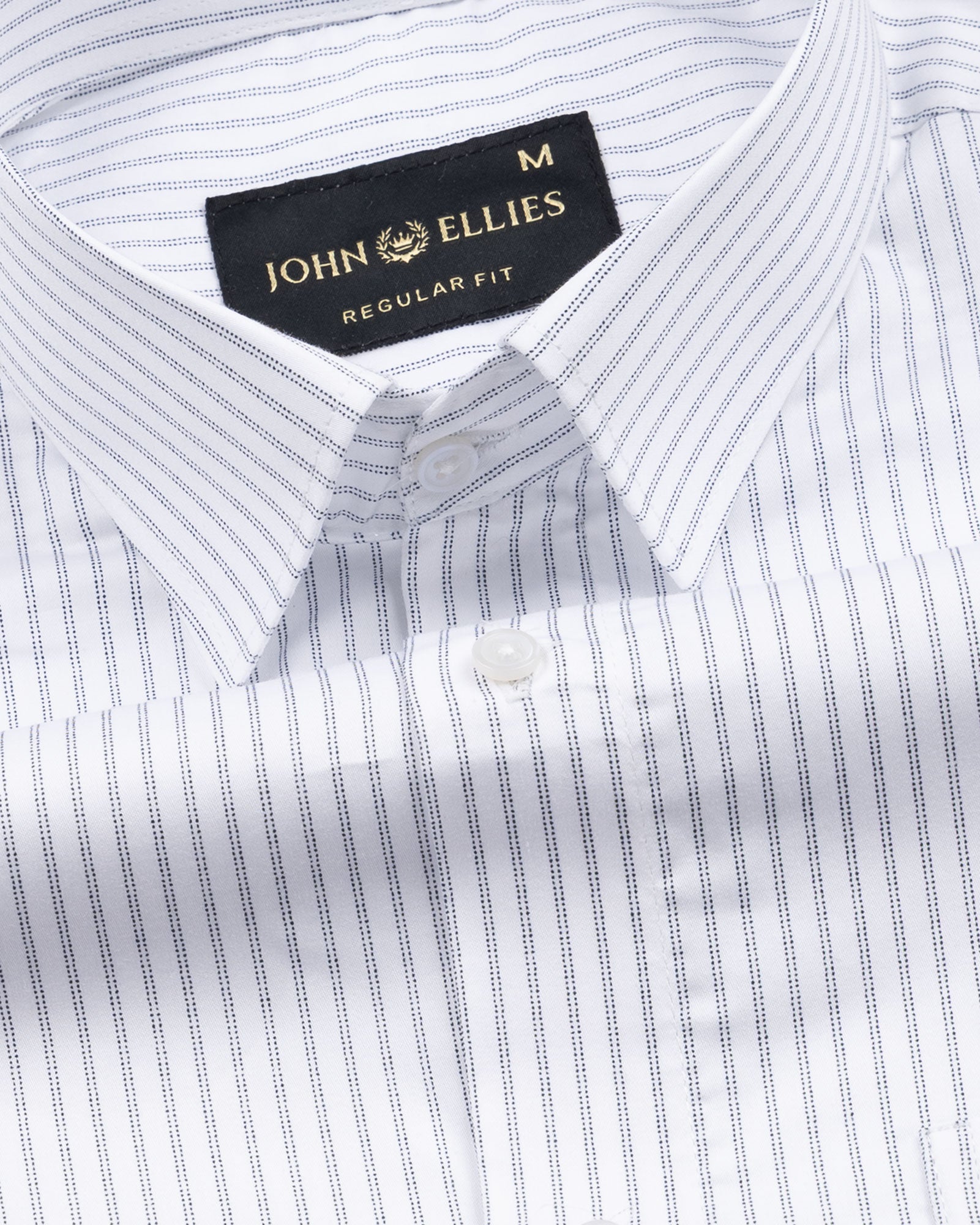 Gavin White Dot Stripe Cotton Shirt - John Ellies