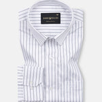 Gavin White Double Line Stripe Cotton Shirt - John Ellies