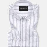 Gavin White Double Line Stripe Cotton Shirt - John Ellies