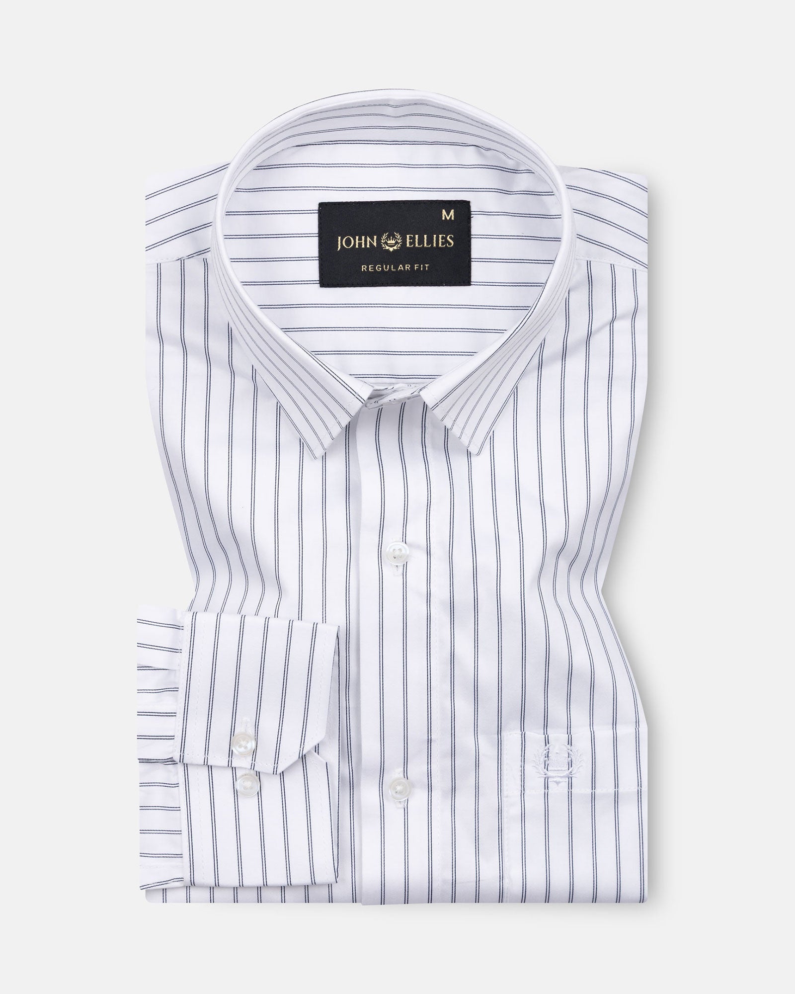 Gavin White Double Line Stripe Cotton Shirt - John Ellies