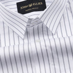 Gavin White Double Line Stripe Cotton Shirt - John Ellies