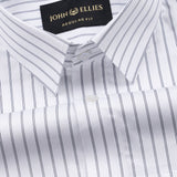 Gavin White Double Line Stripe Cotton Shirt - John Ellies