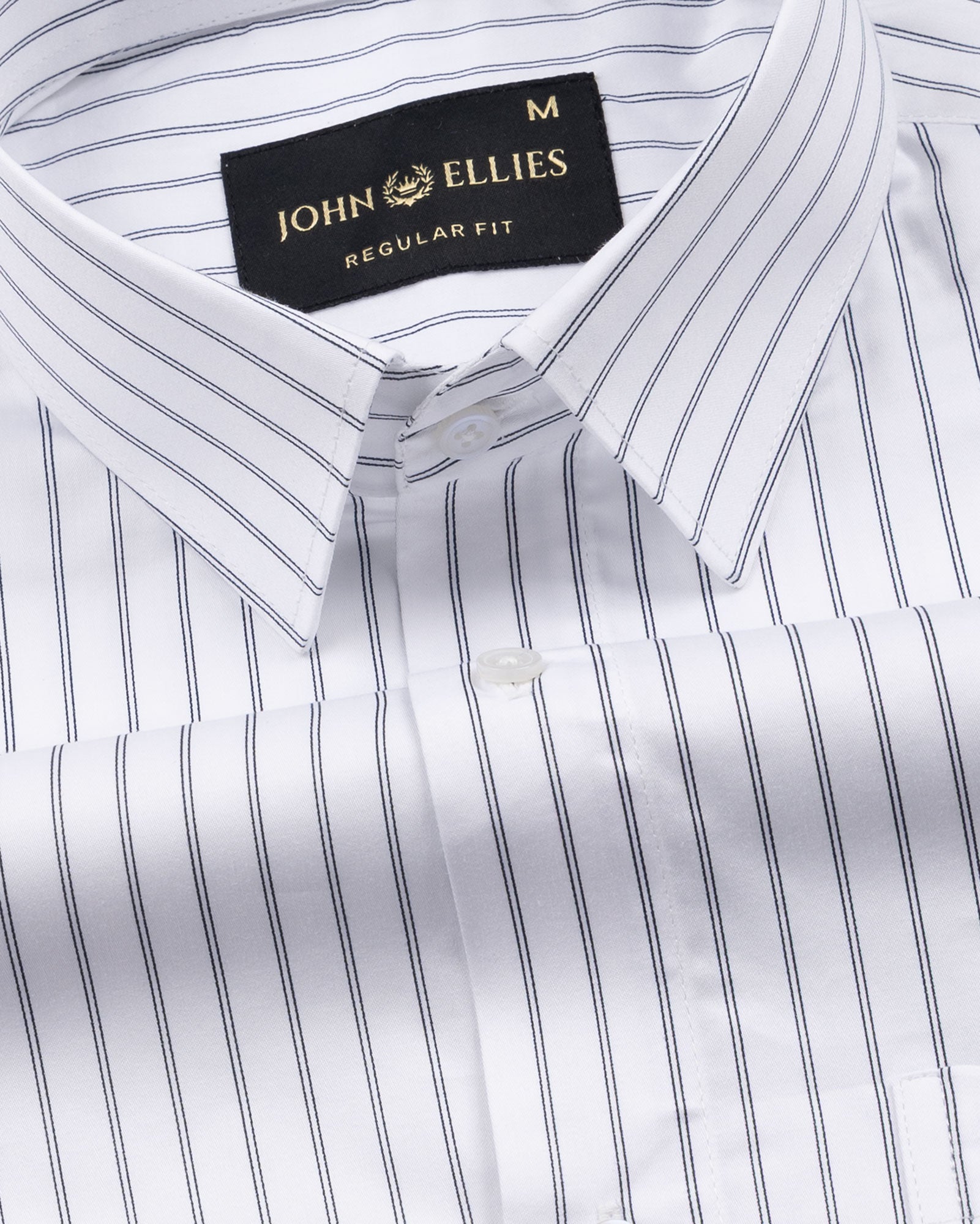Gavin White Double Line Stripe Cotton Shirt - John Ellies