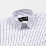 Gavin White Double Line Stripe Cotton Shirt - John Ellies
