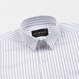 Gavin White Double Line Stripe Cotton Shirt - John Ellies