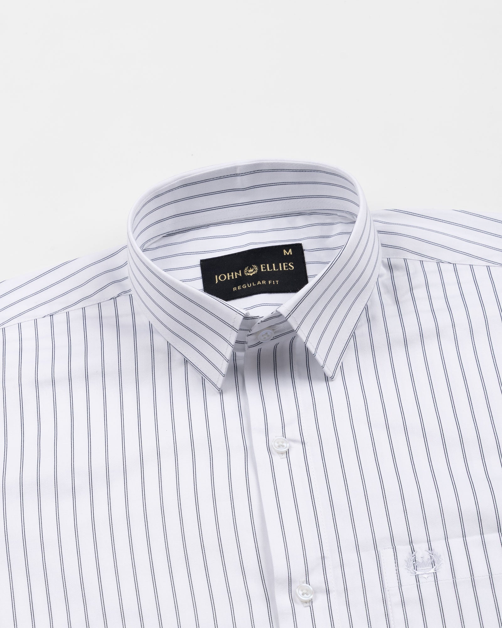 Gavin White Double Line Stripe Cotton Shirt - John Ellies