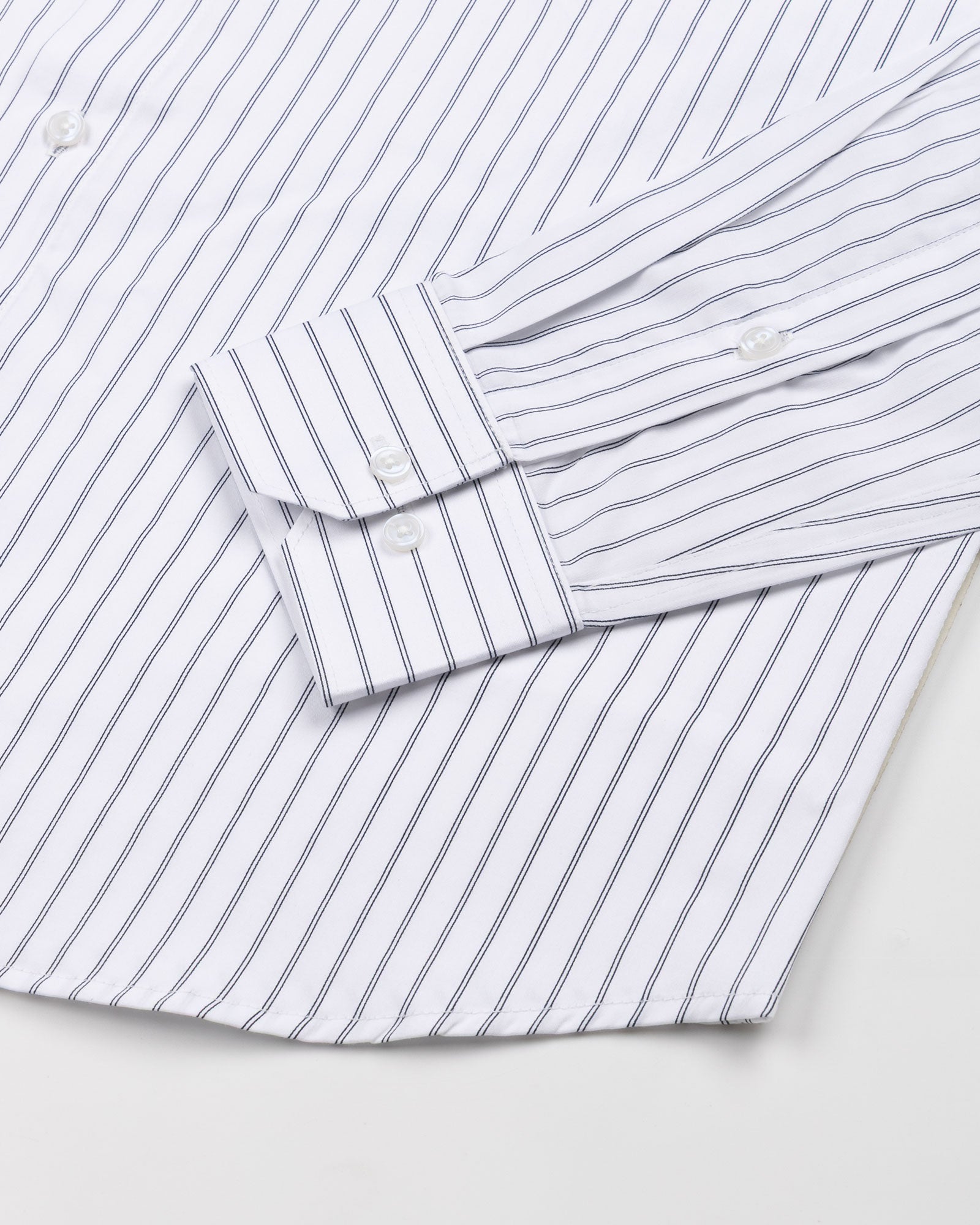 Gavin White Double Line Stripe Cotton Shirt - John Ellies