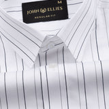 Gavin White Pencil Stripe Cotton Shirt - John Ellies