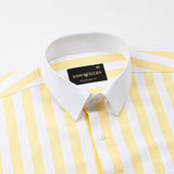 Ascents Yellow White Cuff Collar Cotton Stripes Shirt - John Ellies