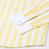 Ascents Yellow White Cuff Collar Cotton Stripes Shirt - John Ellies