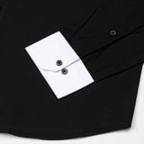 Ascents Black White Cuff Collar Cotton Plain Shirt - John Ellies