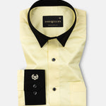 Ascents Yellow Black Cuff Collar Cotton Plain Shirt - John Ellies