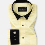 Ascents Yellow Black Cuff Collar Cotton Plain Shirt - John Ellies